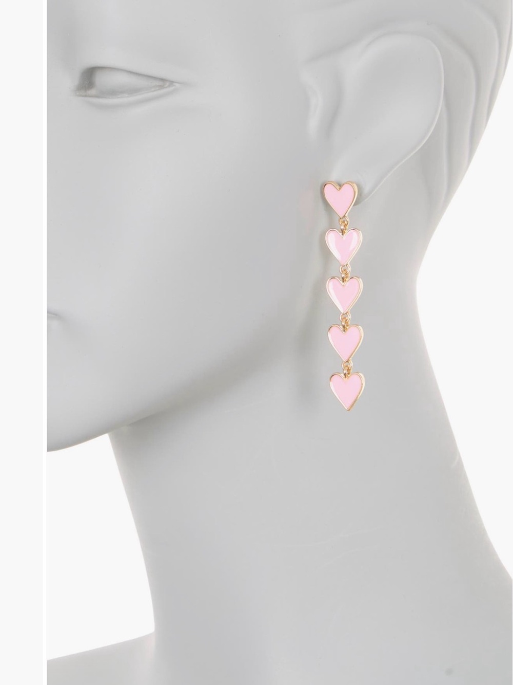 Panacea Cache Gold-Tone Pink Heart Drop Earrings
